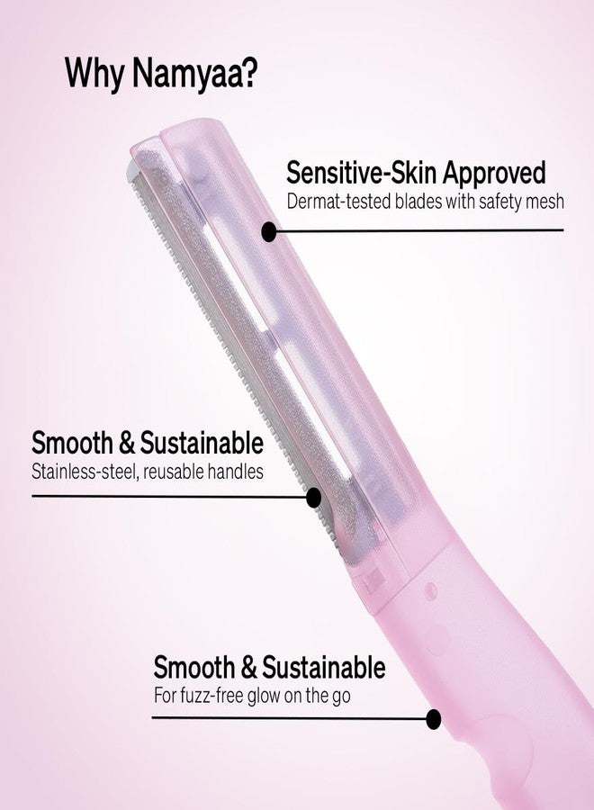 Namyaa Reusable Face Razor for Women [Pack of 3] | Instant & Painless Facial Razors for Women Facial Hair | Perfect for Eyebrows, Upper Lip & Chin | Ideal for All skin Types - Image 3